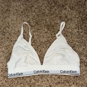 Calvin Klein Cream Triangle Bralette Soft Cotton